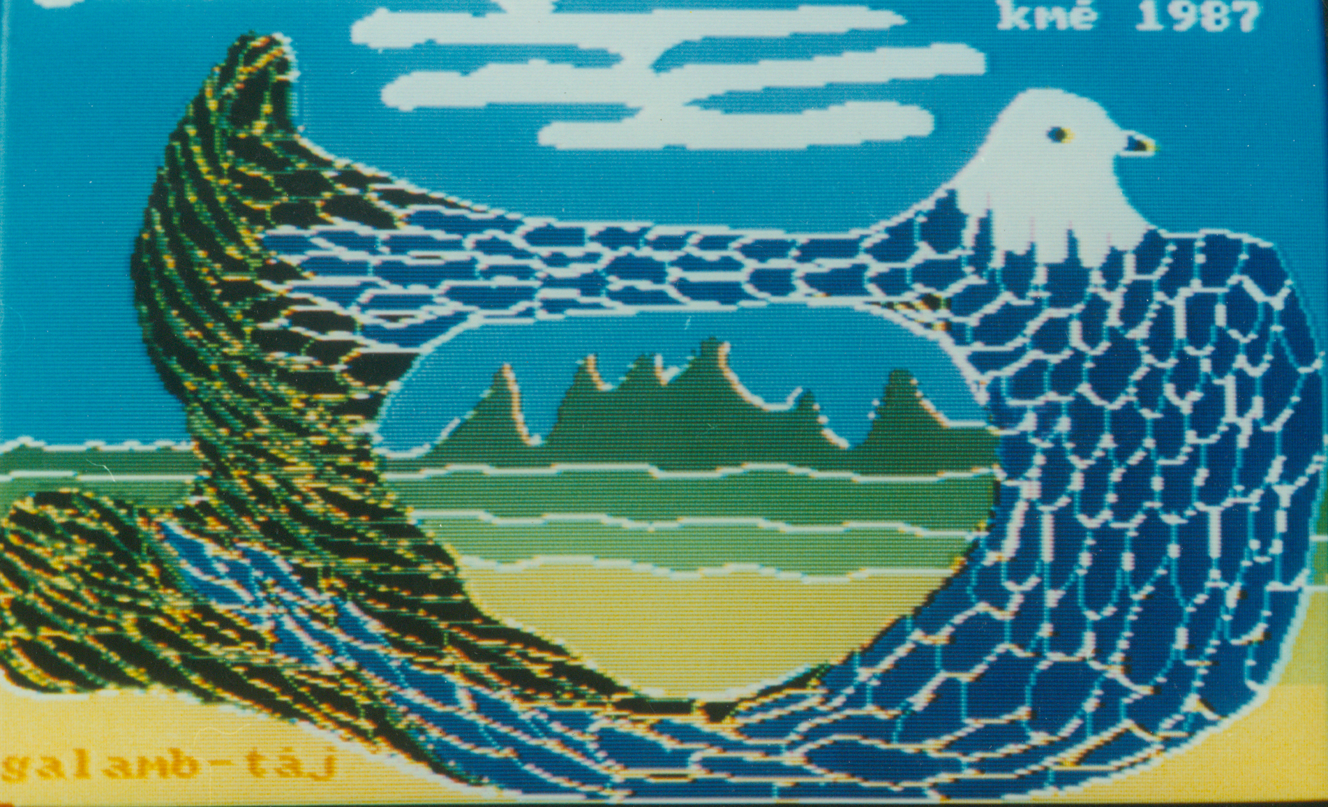 Kéky Éva: Pigeon Scene, számítógépes grafika, Digitart kiállítás, 1986 